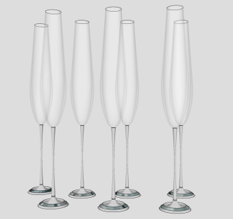 透明高脚杯 酒杯 玻璃杯su草图模型下载