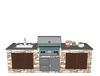 欧式法式美式 厨房厨具用品 燃气灶  su草图模型下载