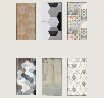 风格地毯 木板花格格子组合，花纹瓷砖su草图模型下载