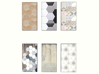 风格地毯 <em>木板</em>花格格子组合，花纹瓷砖su草图模型下载