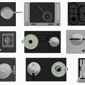 厨房燃气灶电磁炉厨具组合 燃气灶 电磁炉 灶头 锅具 厨具 煤气灶 su草图模型下载