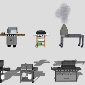 室外户外野餐bbq 大排档 烧烤台，烤箱  ，su草图模型下载
