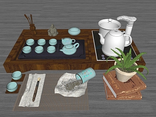 <em>新中式茶室茶具</em> 茶杯 su草图模型下载