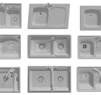 厨房用具用品 水槽  不锈钢水龙头 洗菜盆 水槽 水斗 不锈钢水槽 不锈钢水斗su草图模型下载