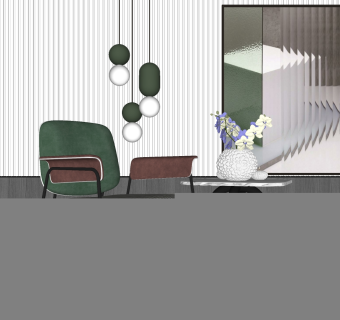 北欧现代休闲单椅 椅子 金属铁艺椅子 su草图模型下载