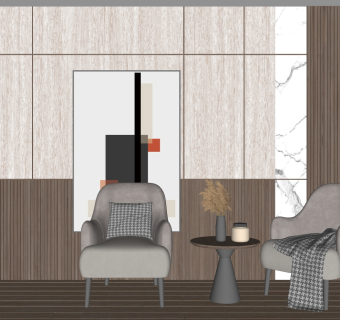 布艺休闲单人沙发su草图模型下载