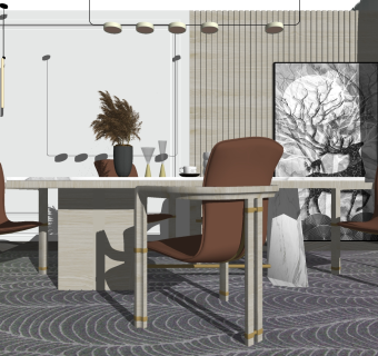 餐桌椅子 单人休闲沙发椅子  su草图模型下载