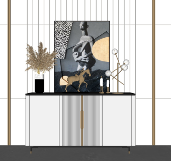 电视柜玄关柜花瓶摆件su草图模型下载