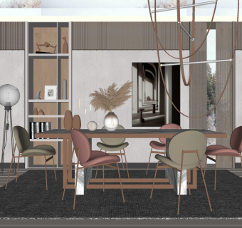 北欧现代餐桌asu草图模型下载