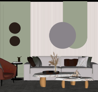 单人沙发椅子 su草图模型下载