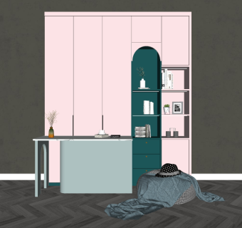 现代玄关 端景台su草图模型下载