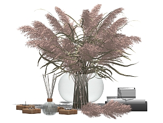 装饰品花瓶摆件  植物组合su草图模型下载