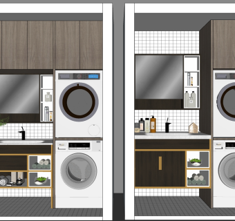 阳台卫浴用品组合 洗漱台  su草图模型下载