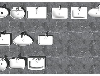 卫浴用具 洁具用品现代简易洗手台洗手盆 水龙头su草图模型下载