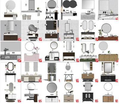 卫浴用品组合 洗漱台 洗手台  su草图模型下载