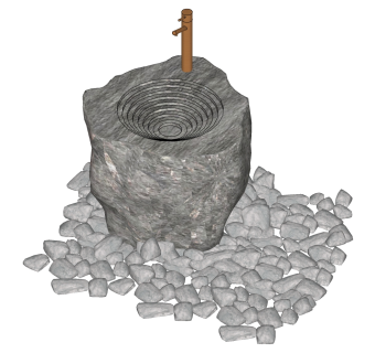 石制洗手台室外户外洗手台 水龙头 洗手盆 su草图模型下载