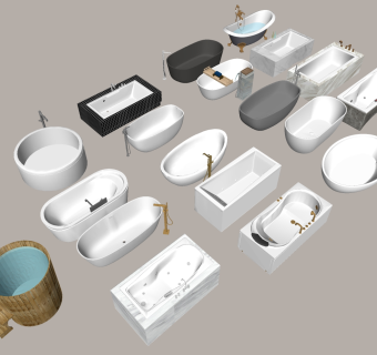 现代欧式卫浴用品组合   su草图模型下载
