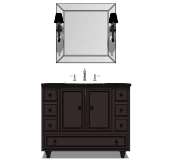 欧式法式洁具用品洗手台盆 镜浴室卫浴柜， su草图模型下载