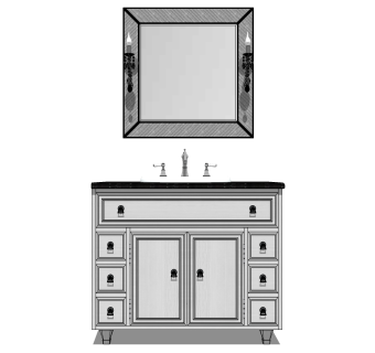 欧式法式美式现代洁具浴室卫浴柜，洗手台镜子su草图模型下载