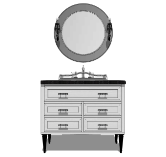 法式美式现代洁具用品洗手台盆 su草图模型下载