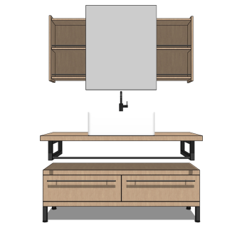 北欧现代浴室卫浴柜，洗手台su草图模型下载