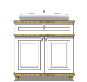 欧式浴室卫浴柜，洗手台su草图模型下载