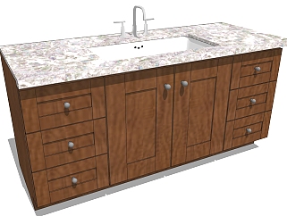 欧式美式浴室卫浴柜，洗手<em>台</em>su草图模型下载