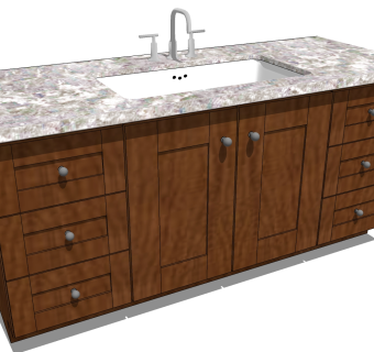 欧式美式浴室卫浴柜，洗手台su草图模型下载
