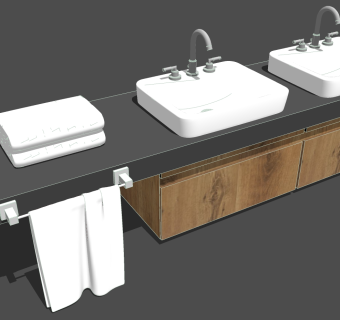 浴室卫浴柜，洗手台，台上盆su草图模型下载