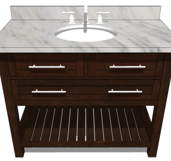 欧式美式浴室卫浴柜，洗手台，su草图模型下载