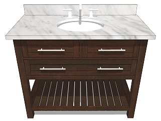 欧式美式浴室卫浴柜，洗手台，su草图模型下载