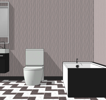 北欧现代卫生间洁具，浴缸马桶，su草图模型下载