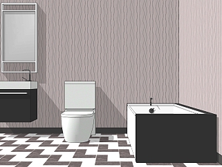 北欧<em>现代</em>卫生间<em>洁具</em>，浴缸马桶，su草图模型下载