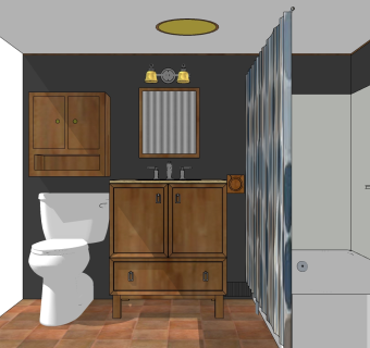 欧式美式卫生间浴室柜，马桶su草图模型下载