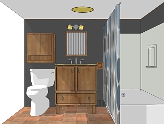 欧式<em>美式卫生间</em>浴室柜，马桶su草图模型下载