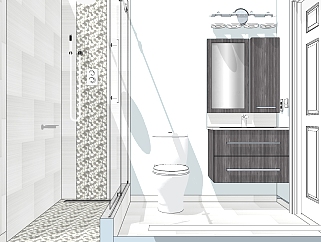北欧卫生间，浴室柜su草图模型下载