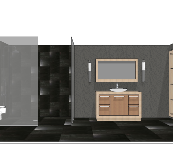 北欧洗浴间 洗浴用品 洗手台盆 马桶 坐便器 储物柜 隔断su草图模型下载