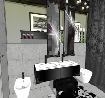 现代洁具用品洗手台盆 镜子 马桶坐便器 拖布池su草图模型下载