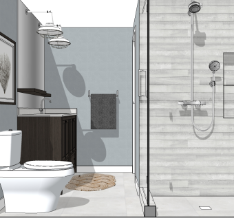 洁具用品洗手台盆 镜子 储物柜子  su草图模型下载