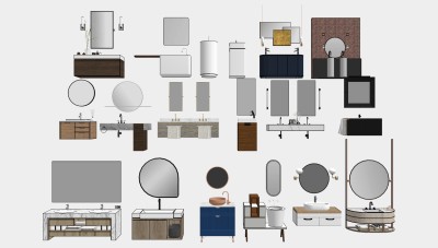 轻奢洗手台盆 镜子  su草图模型下载