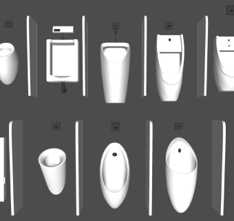 洁具用品 小便池 小便斗 su草图模型下载