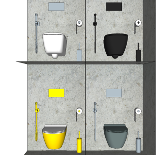 壁挂马桶，手纸架su草图模型下载