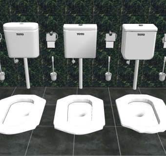 蹲便器 蹲厕 蹲坑 冲水箱 纸抽 su草图模型下载