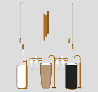 立式洗手盆 立柱样式 su草图模型下载