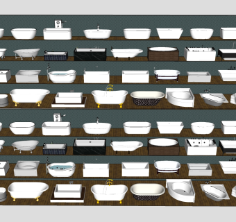 独立式浴缸 嵌入式浴缸 异形浴缸  su草图模型下载