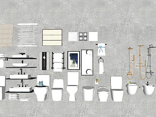 酒店卫浴用品组合  洁具用品 浴缸 su草图模型下载