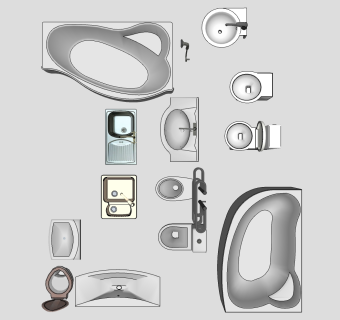 卫浴用品组合 洁具用品  su草图模型下载