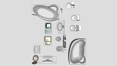 卫浴用品组合 洁具用品  su草图模型下载