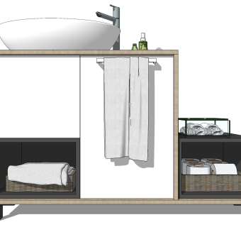 洁具用品卫生用品 洗手台盆 镜子 龙头化妆品摆件su草图模型下载