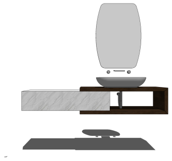 浴室柜，台上盆 su草图模型下载